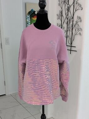 Sequin Disneyland Spirit Jersey Sweatshirt M Purple Pink Shimmery Iridescent